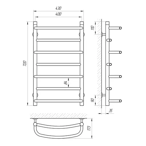Полотенцесушитель Laris Евромикс П7 400x700 71207558, Хром - фото 2