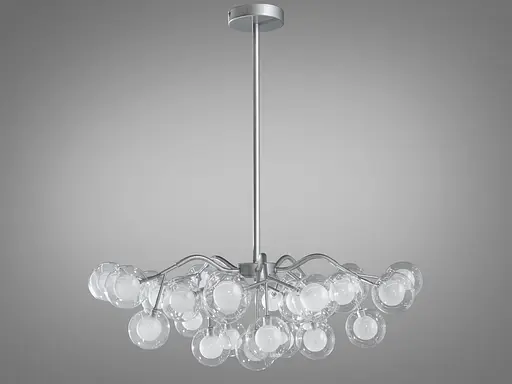 Футуристична новинка, офісна люстра "Світлячок", 30 ламп, хром сатин - фото 1