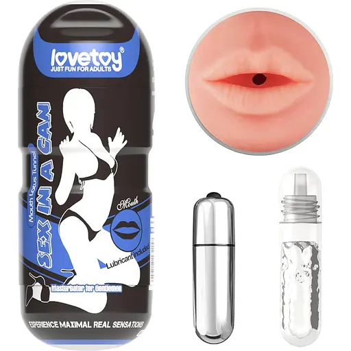 Мастурбатор Lovetoy Sex In A Can Mouth Lotus Tunnel з вібрацією тілесний