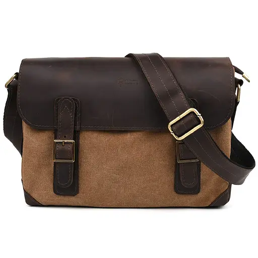 Чоловіча сумка через плече з канвасу та шкіри TARWA 33х22х8 см sum0028154 - фото 1