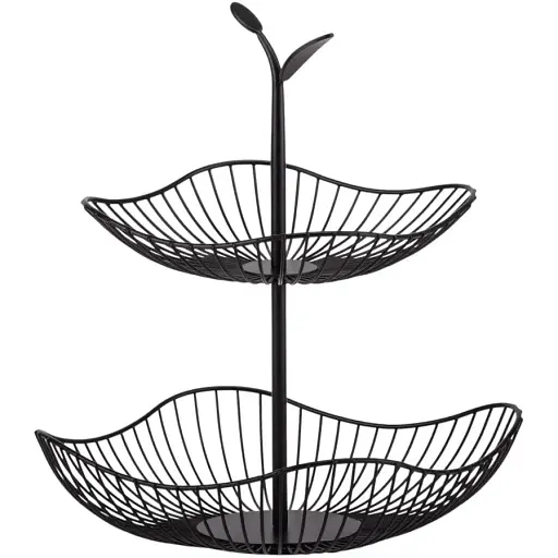 Фруктовница Elisey Деликатес металлическая двухъярусная черная 28x36.5 см (9203-023)