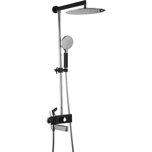 Душова система Gappo G2481, вилив - перемикач на лійку, чорний/хром, Чорний матовий - фото 1