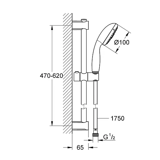 Душовий гарнітур Grohe QuickFix Vitalio Start 100 26032000, Хром - фото 2
