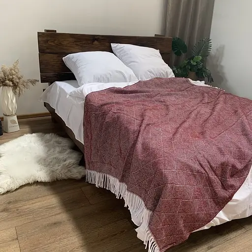 Плед бавовняний Vladi Валенсія Паркет 140х200 біло-бордовий - фото 1