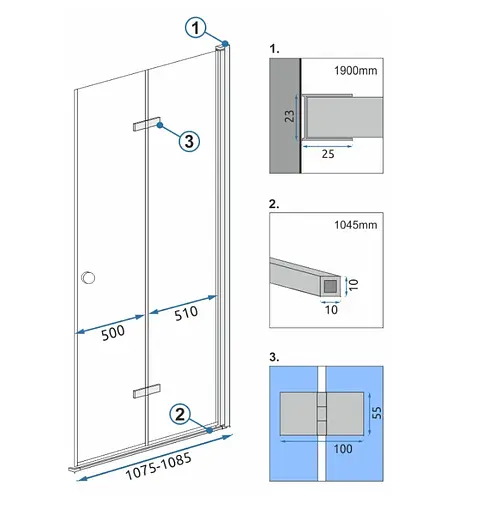 Душевые двери (модуль) Rea Fold N2 110 REA-K7438 - фото 2