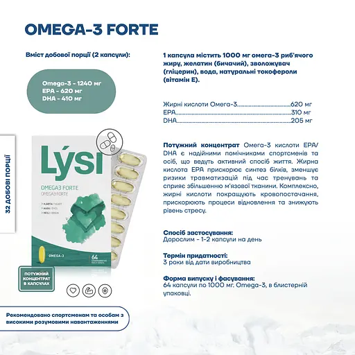 Омега-3 Lysi Forte капсули 1000 мг №64 - фото 10
