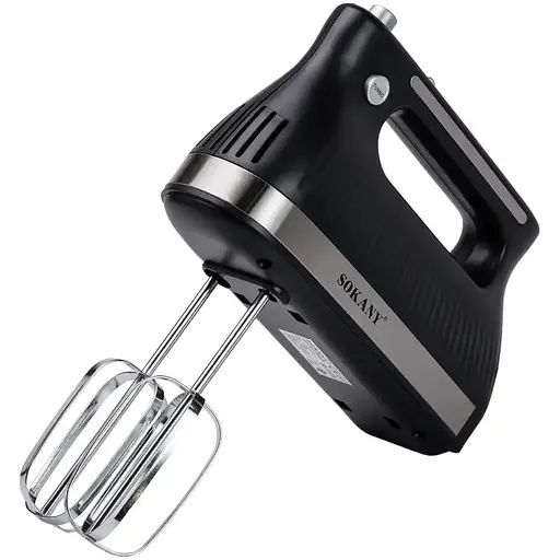 Ручний міксер Sokany SK-6632 з насадками для тесту 5 швидкостей 300Вт Чорний - фото 2
