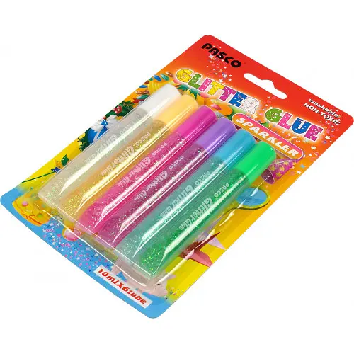 Клей с блестками 6 цветов/10 мл на блистере, F-019-08 Pasco (6924470303505) - фото 2