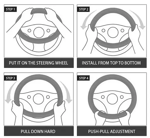 Зимний теплый мехово-плюшевый чехол на руль авто, диаметр 38 см, черного цвета, 1 шт - фото 5