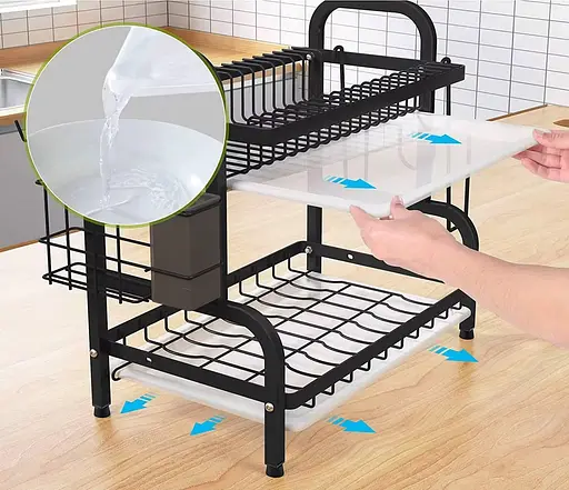 Сушарка для посуду, Органайзер для сушіння та зберігання посуду двоярусний - фото 3