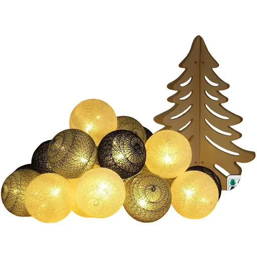 Гирлянды из ватных шариков, 20 светодиодных шариков, питание от USB и батареек