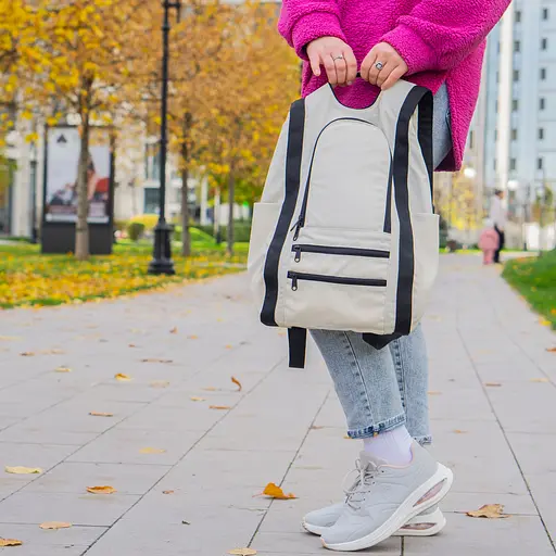 Рюкзак-антивор OOLOO Капля 45х27х14 см, кремовый 2710 - фото 9