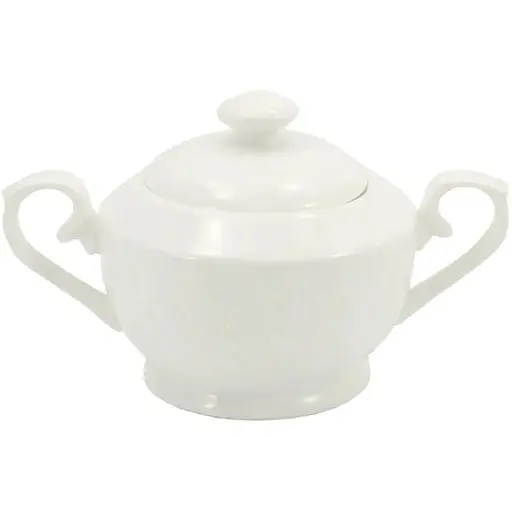 Сахарница Interos Зара с крышкой фарфоровая белая 500 мл (S0211)