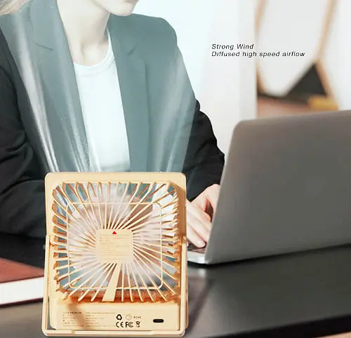 Настольный мини вентилятор аккумуляторный ручной портативный Квадратный Desktop stand fan на аккумуляторе - фото 4