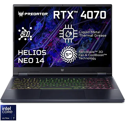 Ігровий ноутбук Acer Predator Helios Neo 14 PHN14-51-77A9 Ultra 7 155H 4.80GHz, IPS, 16GB LPDDR5X, 512 GB, RTX 4070