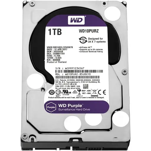 Жесткий диск Western Digital Purple 1TB WD10PURZ 3.5 SATA III - фото 2