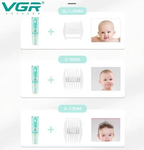Безшумна машинка для стрижки дітей та немовлят VGR Baby V-151, Бездротовий тример 3 насадки з витяжкою - фото 5