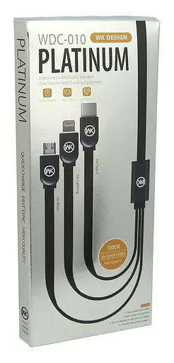 Кабель WK Platinum 3в1 мicro/Lightning/Type-C WDC-010 1м черный - фото 2