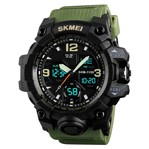Наручний годинник чоловічий Skmei 1155 Army Green, 1155BAG (12279) - фото 2