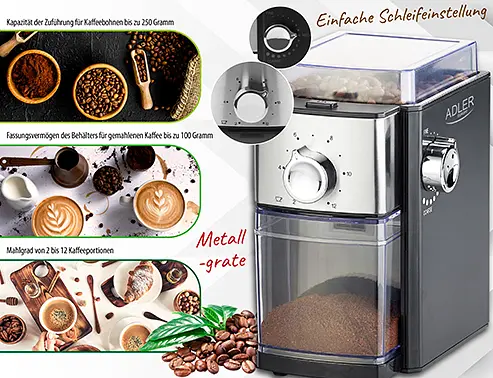 Кавомолка Adler AD 4448 Burr 300Вт на 12 порцій - фото 8