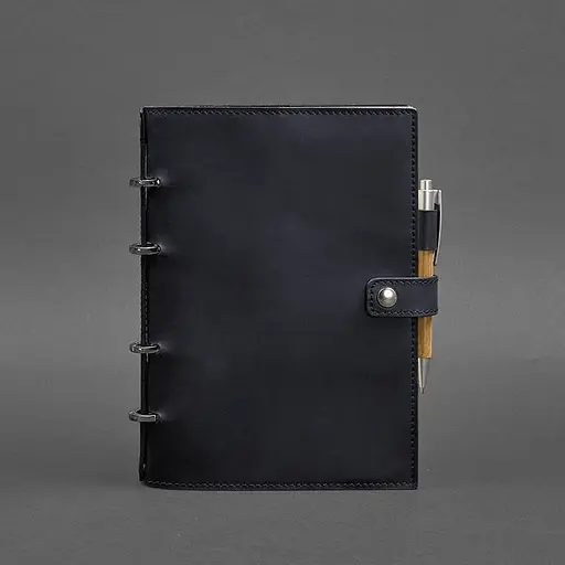 Шкіряний блокнот з датованим блоком (Софт-бук) 9.1 синій Crazy Horse - фото 5