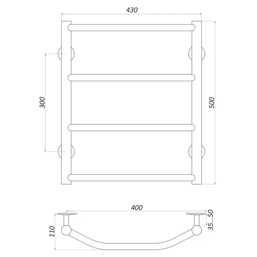 Полотенцесушитель UNIO LT W 500-400-4 Лестница Трапеция (20642) - фото 5