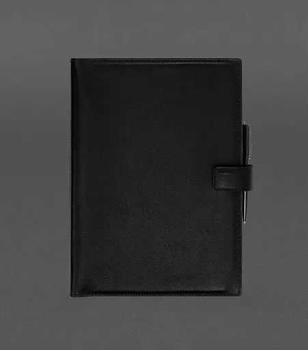 Кожаный блокнот А4 (софт-бук) 9.2 черный краст - фото 1