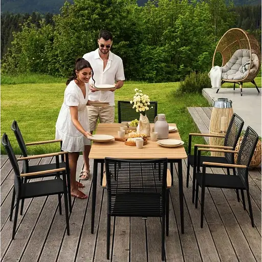 Комплект садовой мебели Di Volio Breno 6+1 черный/бежевый - фото 4