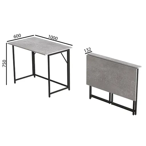 Стіл розкладний Моріс Ferrum-decor 750x1000x600 Чорний метал ДСП Бетон 16 мм (FRD-104675) - фото 11