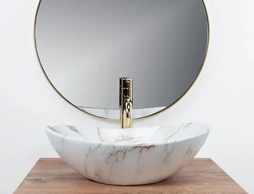 Умивальник Rea Royal Mini Aiax Shiny накладний REA-U5063, Мармур - фото 6