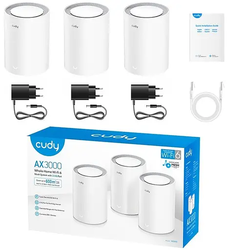 MESH-система Cudy Mesh-система WiFi 6 2.5G M3000 V2.0 White (3-Pack) 3 штуки двухдиапазонные (73-00553) - фото 4