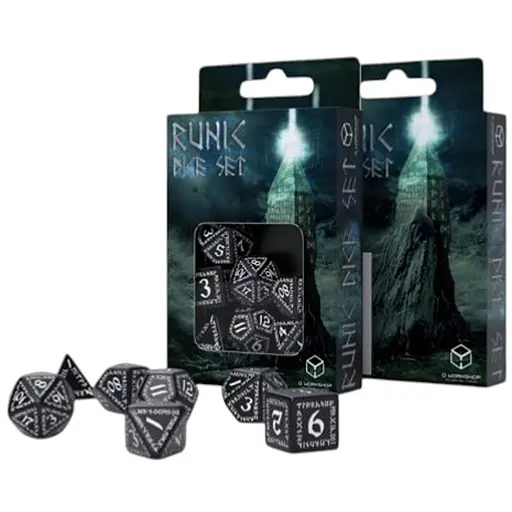 Набор кубиков Runic Black & white Dice Set , 7 шт. (SRUN01) - фото 1