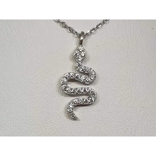 Срібне кольє Аметист Змія з фіанітами 1230892 - фото 2