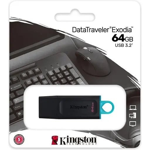 Флеш-накопичувач Kingston DataTraveler Exodia 64Gb USB3.2 Black-Teal (DTX/64GB) - фото 5