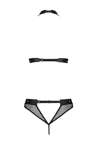 Білизна з відкритим доступом Passion MOONLIGHT Set XXL/XXXL black топ стрінги - фото 4