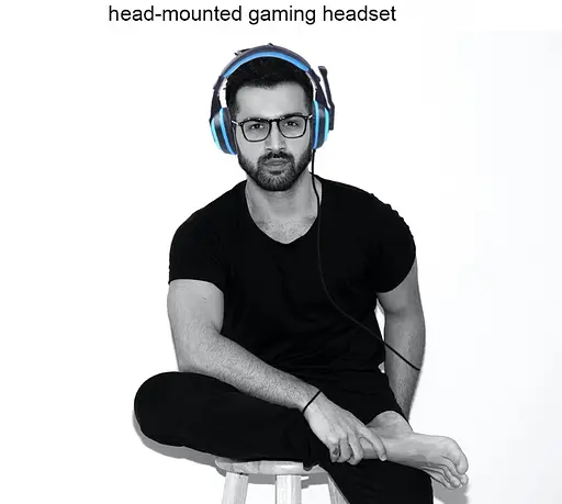 Ігрові навушники Kebidu для ПК з мікрофоном (Чорні з синім) - фото 4