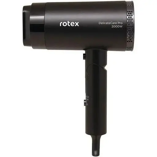 Фен для сушки волос Rotex RFF205-V DelicateCare Pro насадка концентратор диффузор Черный 2000 Вт - фото 1