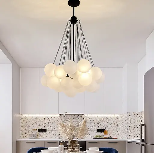 Люстра-пучок Pumpo Bubbles в черном корпусе ⌀ 70 см 37 шариков | Ст. J062-800 BK+WT | Line F - фото 9