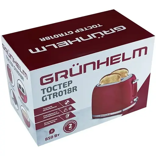 Тостер Grunhelm GTR018R 850 Вт красный (142680) - фото 5