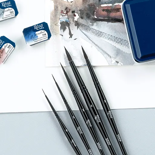 Пензель білка кругла DEEP 198 №0 коротка ручка Rosa - фото 3