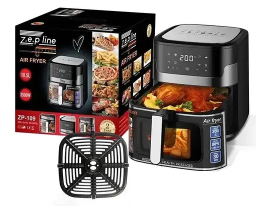 Аерофритюрниця безмасляна Zepline ZP-109A на 10.5л електрична з сенсорним керуванням 3500Вт Чорний - фото 5