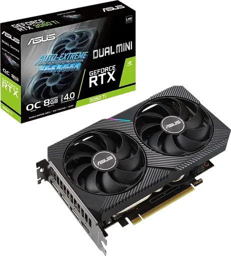 Видеокарта GeForce RTX 3060 Ti 8GB Asus Dual V2 OC Mini LHR (DUAL-RTX3060TI-O8G-MINI-V2) Б/У - фото 1