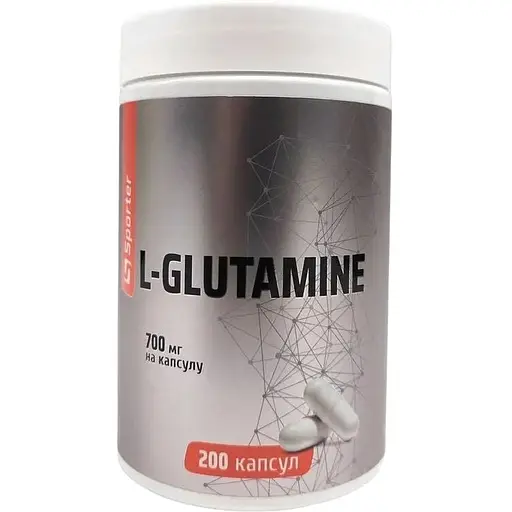 L-глютамин Sporter L-Glutamine 700 mg, 200 капсул для поддержки кишечника и восстановления мышц