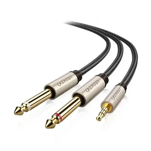 Аудіокабель UGREEN AV126 3.5mm TRS to Dual 6.35mm TS Audio Cable 2m (Gray)(UGR-10615) - фото 2