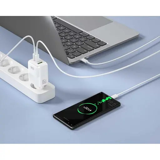 Зарядний пристрій - адаптер живлення XO L139 65 W GaN nitride 1 USB-A 45 W + 2 USB-C 65 W - фото 2