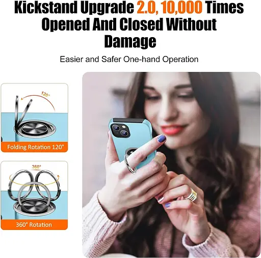 Чохол KOVASIA для iPhone 14, з 2 захисними плівками для екрану + 1 тримачем для телефону, [захист від подряпин] [протиударний] - фото 5