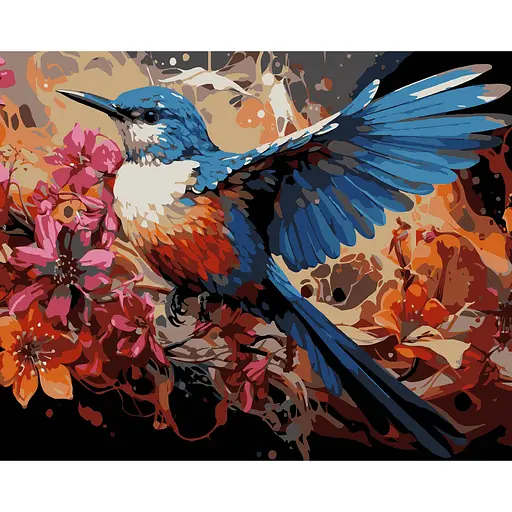 Набор для рисования по номерам Strateg Маленькая птичка на черном фоне 40 х 50 см (AH1202-17) - фото 1