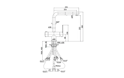 Смеситель для кухни Paffoni Ringo RIN295CR-MET - фото 2
