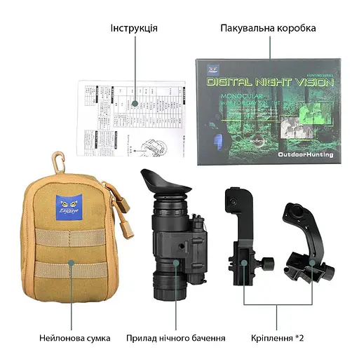 Монокуляр нічного бачення ПНБ для кріплення на шолом з 3Х кратним зумом Nectronix CL27-0008 (аналог PVS-14), чорний (100856) - фото 6