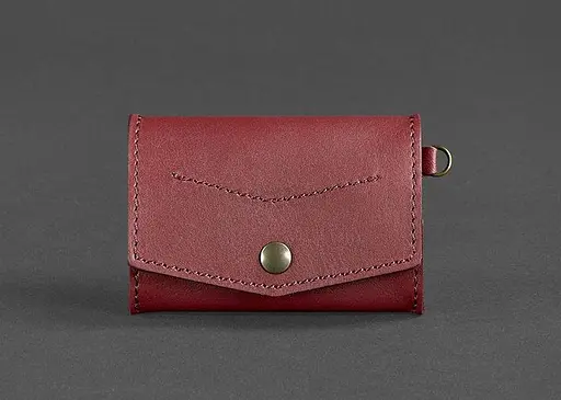 Женская кожаная монетница с клапаном 1.0 бордовая. - фото 1
